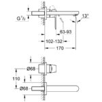 Grohe Eurosmart Cosmopolitan 2-Hole Wall Basin Mixer Small 19381