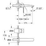 Grohe Eurostyle Cosmopolitan 2-Hole Wall Basin Mixer Small 19571