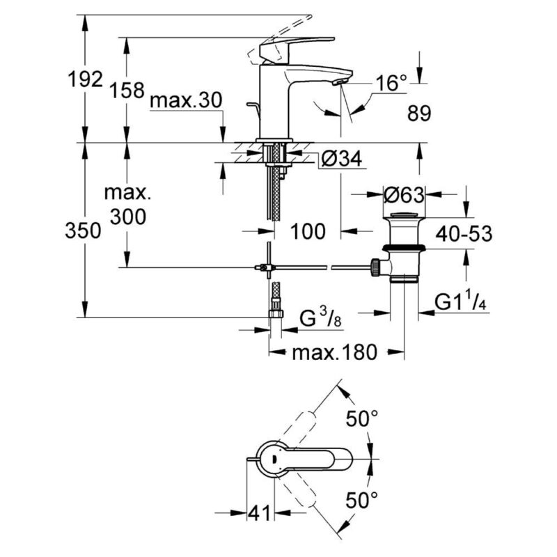 Grohe Eurostyle Cosmopolitan Mono Basin Mixer 1/2" Small 23037