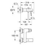 Grohe Eurocube Wall Mounted Bath/Shower Mixer 1/2" 23140