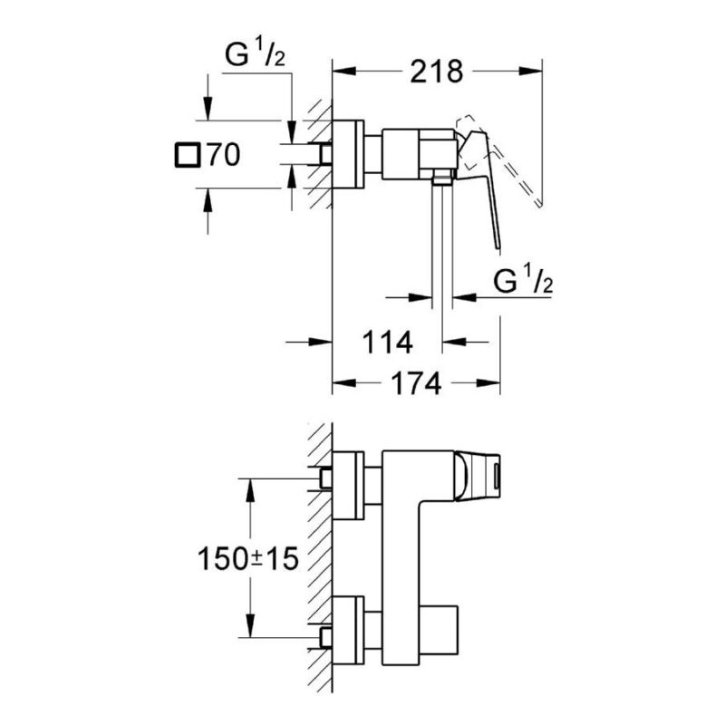 Grohe Eurocube Wall Mounted Single-Lever Shower Mixer 1/2" 23145