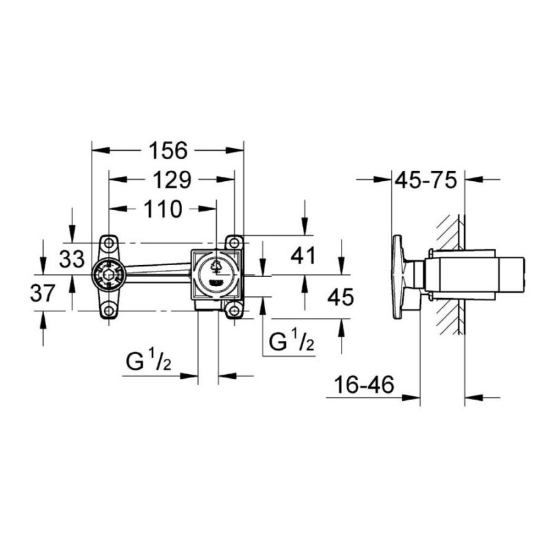 Grohe Wall Basin Mixer Concealed Body 1/2" 23200