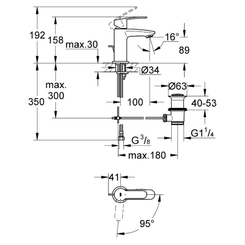 Grohe Eurostyle Cosmopolitan Mono Basin Mixer 1/2" Small 23387