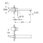 Grohe Eurocube Wall Mounted 2-Hole Basin Mixer Medium 23447