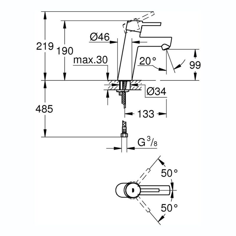 Grohe Concetto Mono Basin Mixer Smooth Body Medium 23451
