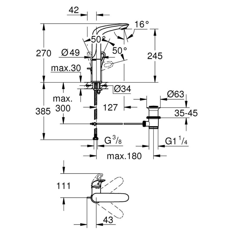 Grohe Eurostyle Single-Lever Basin Mixer Tap L-Size 23569