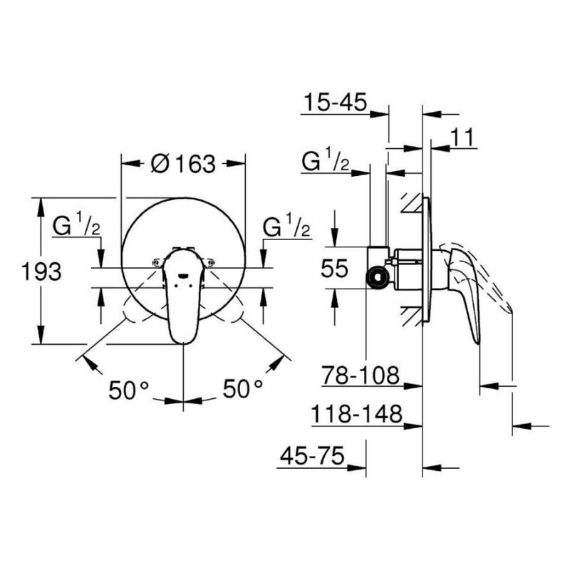 Grohe Eurostyle Single-Lever Shower Mixer 1/2" 23725