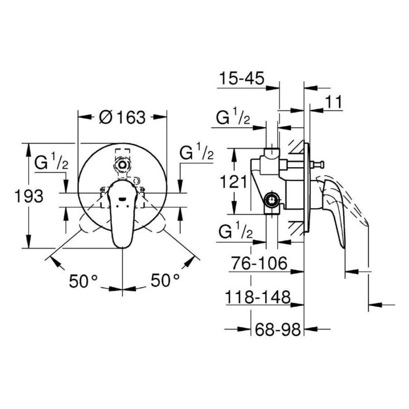 Grohe Eurostyle Single-Lever Bath/Shower Mixer 1/2" 23730