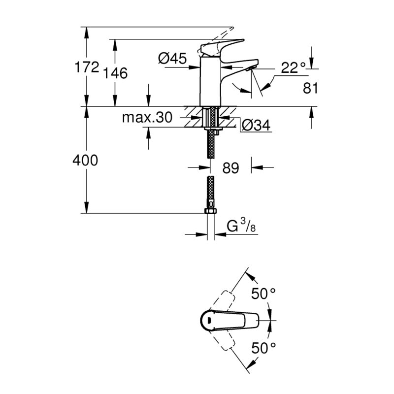 Grohe BauFlow Smooth Body Basin Mixer S-Size 23752