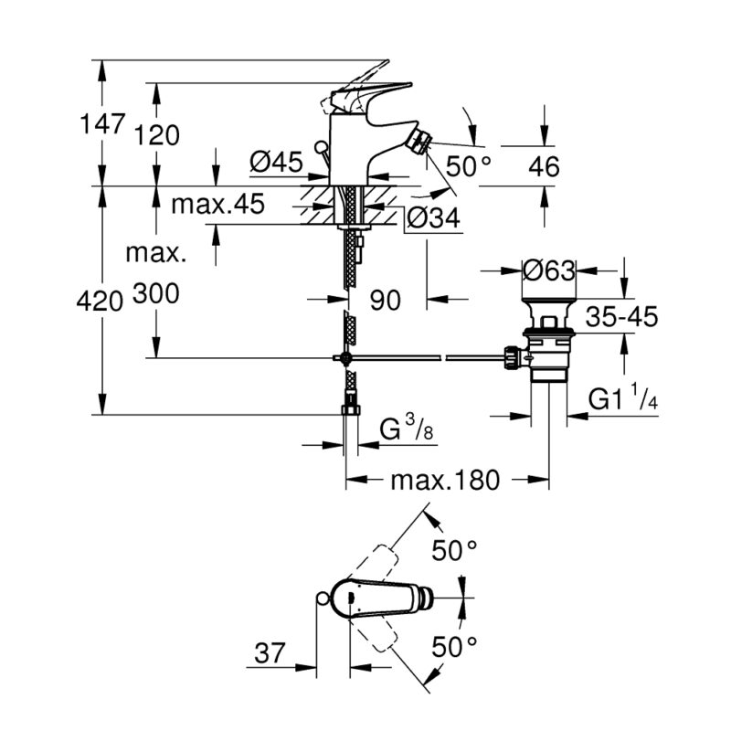 Grohe BauFlow Bidet Mixer 23754