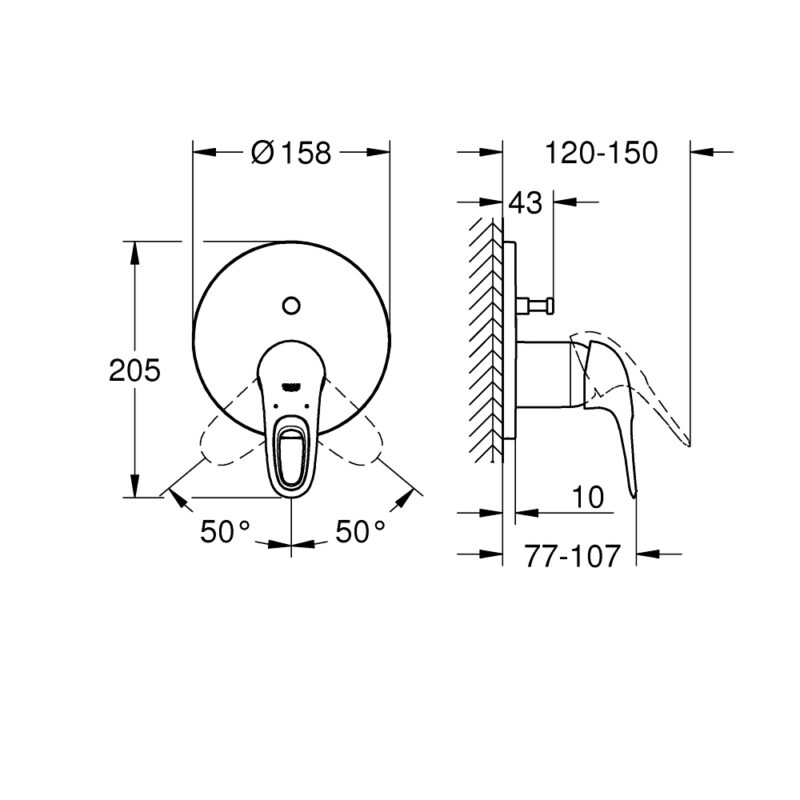Grohe Eurostyle Loop Shower Mixer with 2-Way Diverter 24049