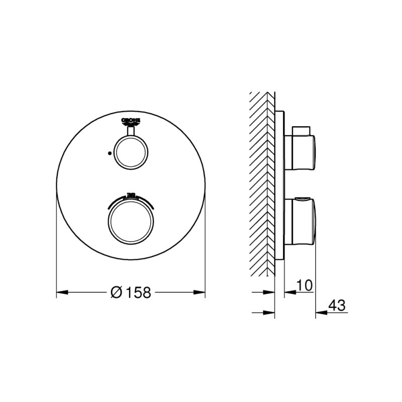 Grohe Grohtherm Thermostatic Shower Mixer 1 Outlet 24075