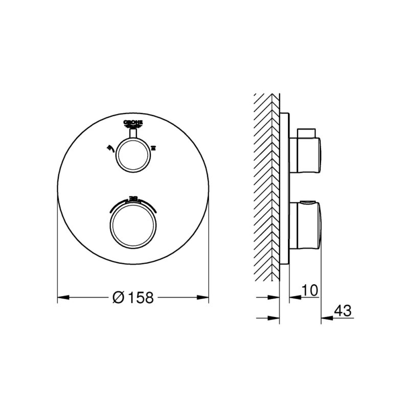 Grohe Grohtherm Thermostatic Shower Mixer 2 Outlets 24076