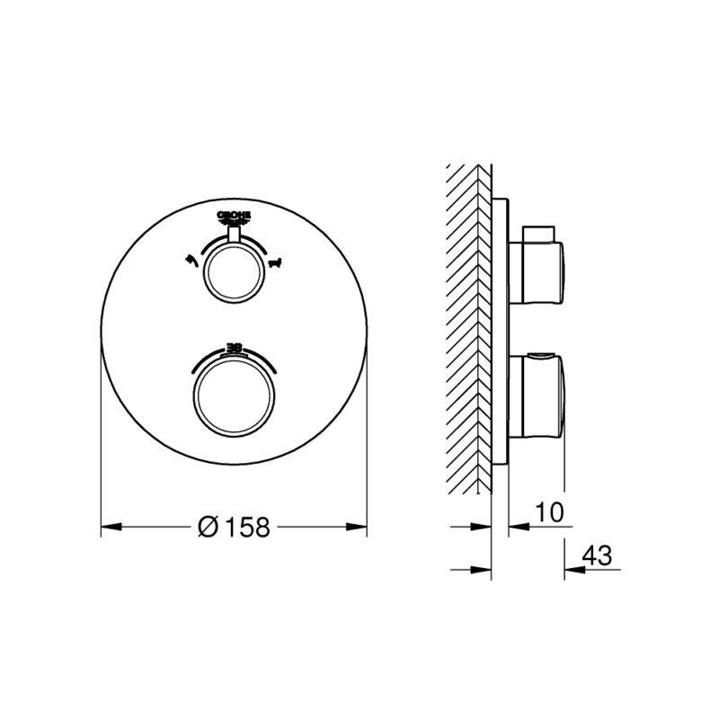 Grohe Grohtherm Thermostatic Bath Tub Mixer 2 Outlets 24077