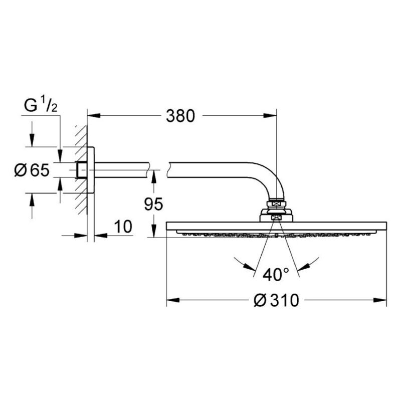 Grohe Rainshower Cosmopolitan 310 Head Shower Set 380mm 26066