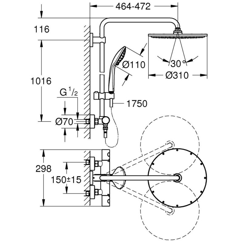 Grohe Euphoria 310 Shower System 26075 Brushed Cool Sunrise