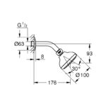 Grohe Tempesta 100 Head Shower 1 Spray 26267 Chrome