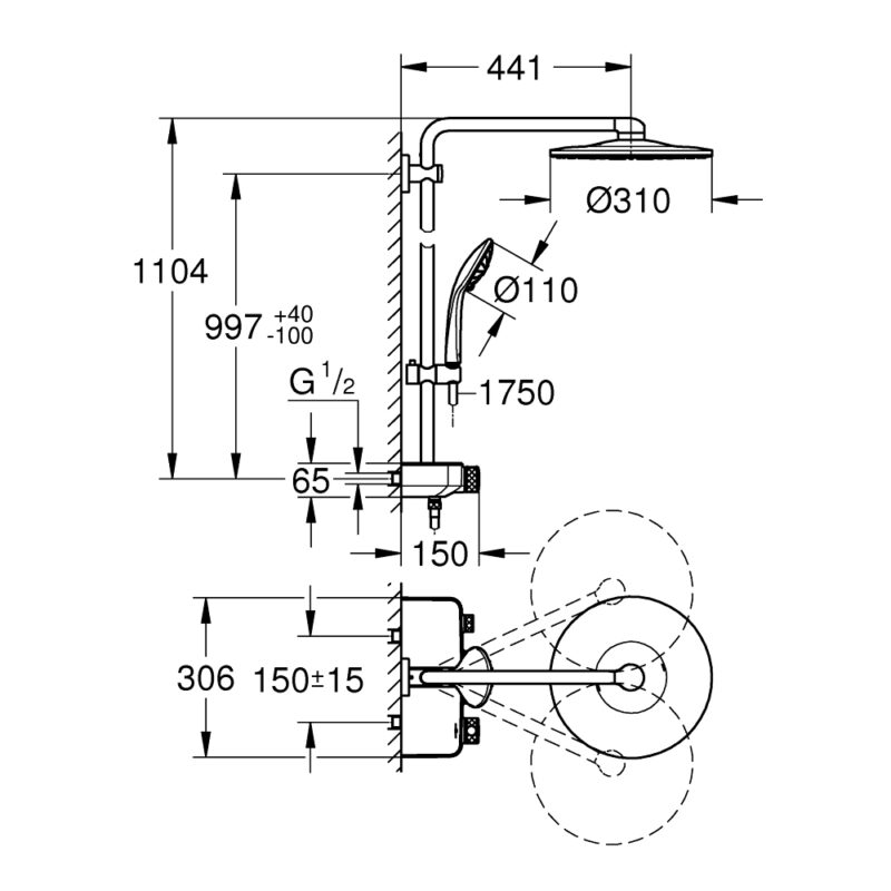 Grohe Euphoria SmartControl 310 Thermostatic Shower System 26507