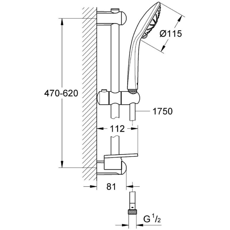 Grohe Euphoria 110 Massage Shower Rail Set 3 Sprays 27231