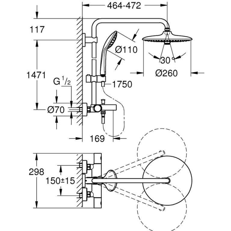 Grohe Euphoria 260 Thermostatic Bath Shower System 27475
