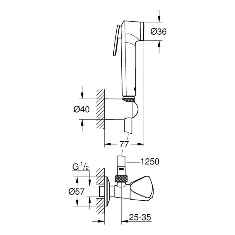 Grohe Tempesta-F 30 Trigger Spray Set with Angle Valve 27514