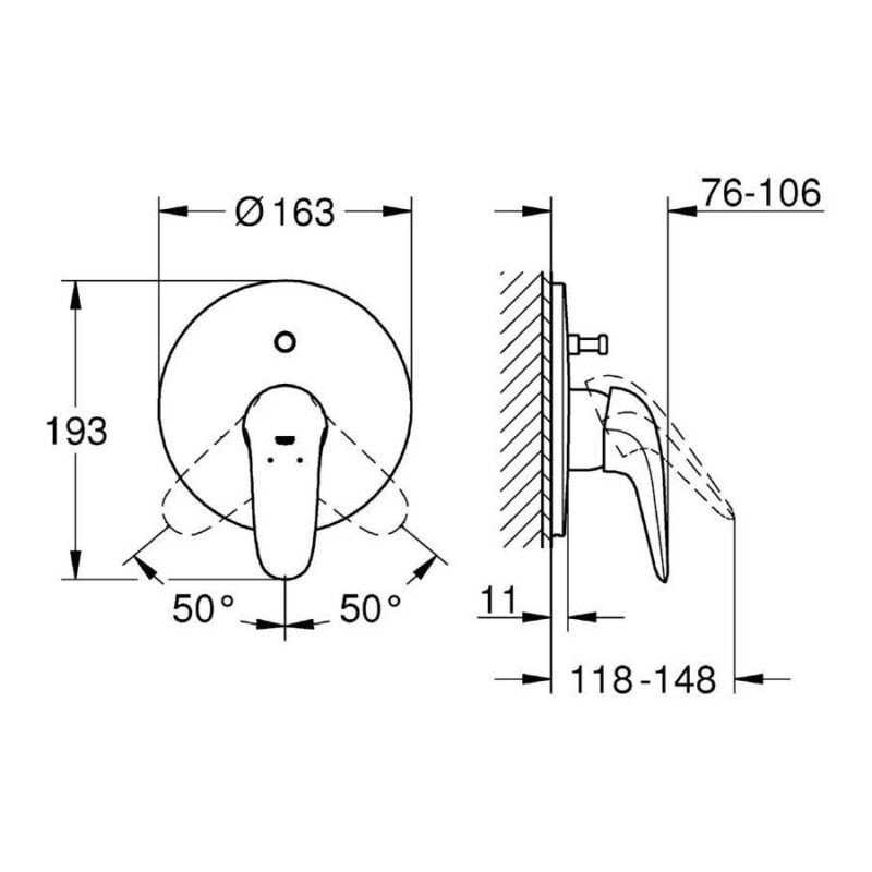 Grohe Eurostyle Single-Lever Bath/Shower Mixer Trim 29099
