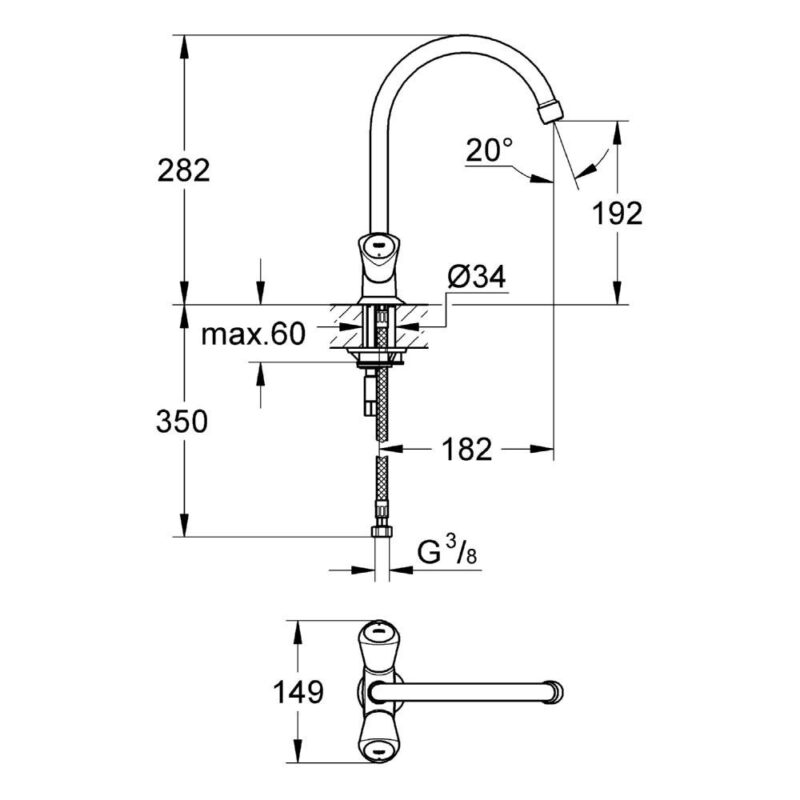 Grohe Costa S Sink Mixer 1/2" 31819