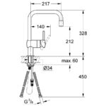 Grohe Minta Sink Mixer with Pull Out Spout 1/2" 32067 Chrome