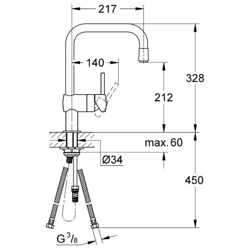 Grohe Minta Sink Mixer with Pull Out Spout 1/2" 32067 Chrome