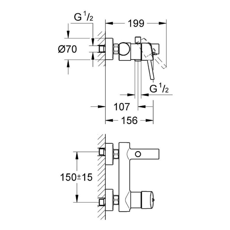 Grohe Concetto Wall Mounted Bath/Shower Mixer 1/2" 32211