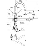 Grohe Minta Sink Mixer C-Spout with Pull Out Spray 32321