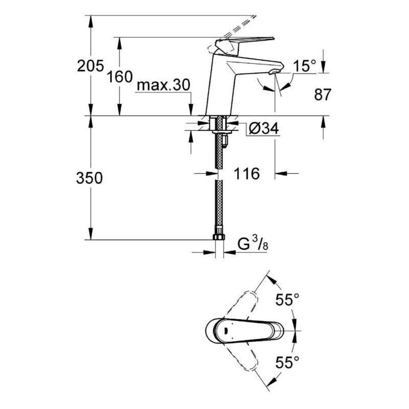 Grohe Eurodisc Cosmopolitan Mono Basin Mixer 1/2" Small 32469
