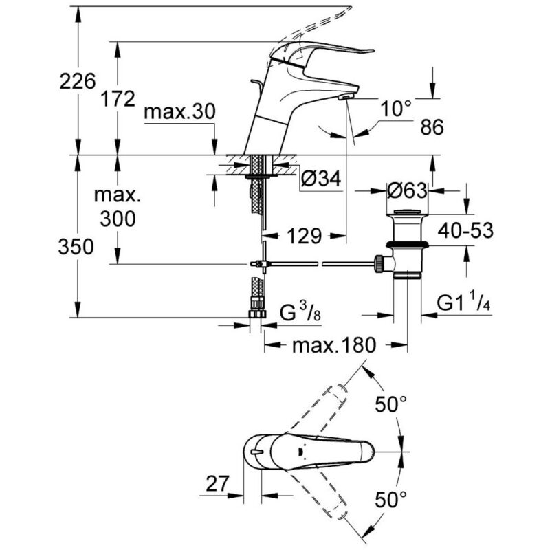 Grohe Euroeco Special Basin Mixer with Pop-Up Waste 1/2" 32766