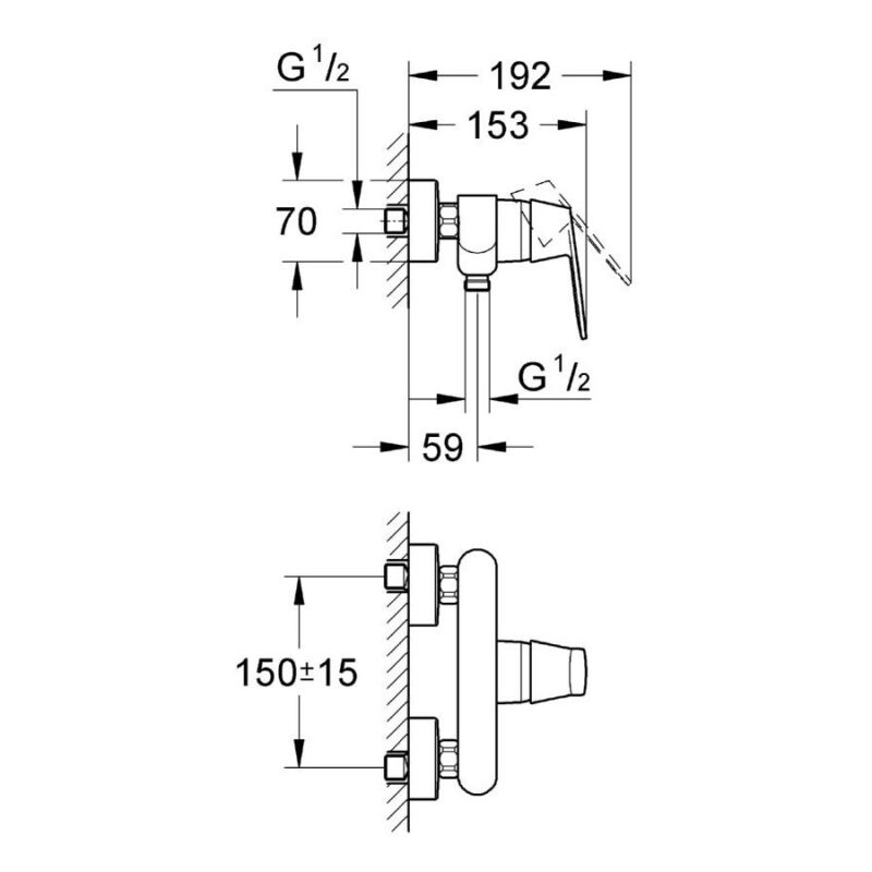 Grohe Eurosmart Cosmopolitan Wall Shower Mixer 1/2" 32837