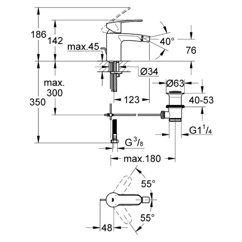 Grohe Eurostyle Cosmopolitan Bidet Mixer 1/2" Small 33565