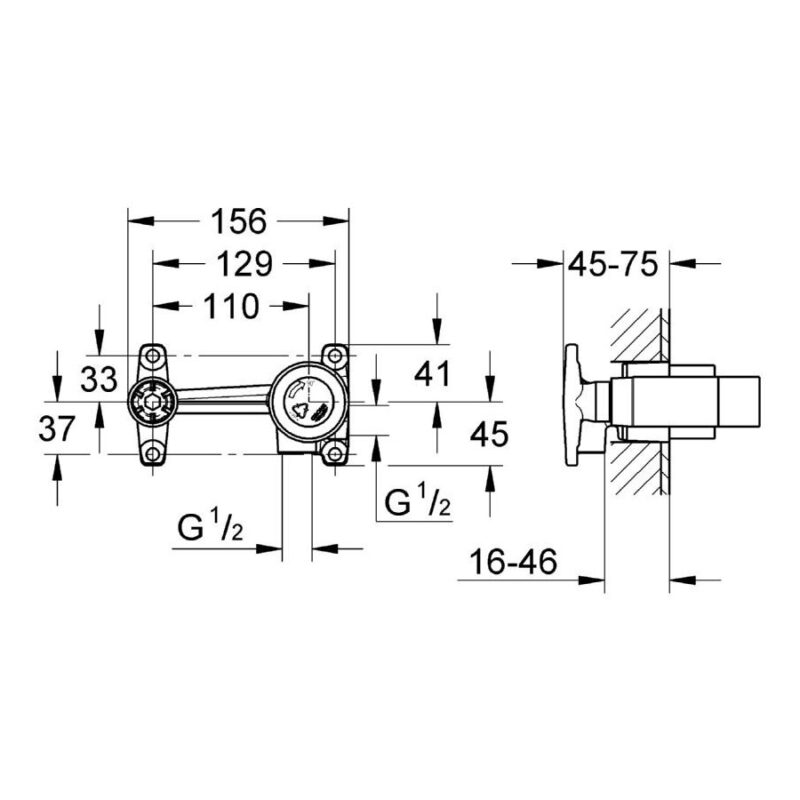 Grohe 2-Hole Basin Mixer Concealed Body 1/2" 33769