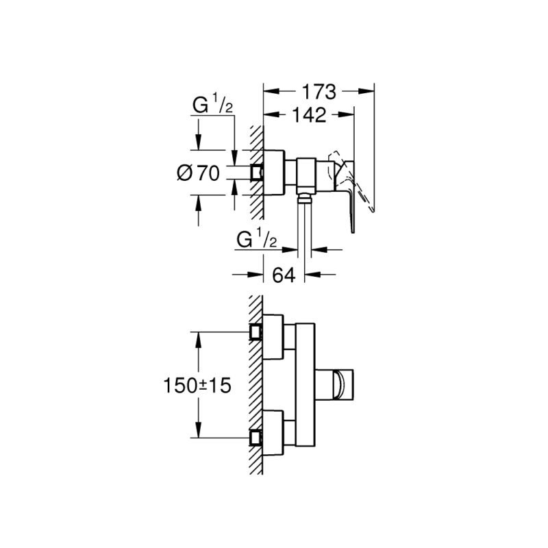 Grohe Lineare Shower Mixer 33865 Supersteel