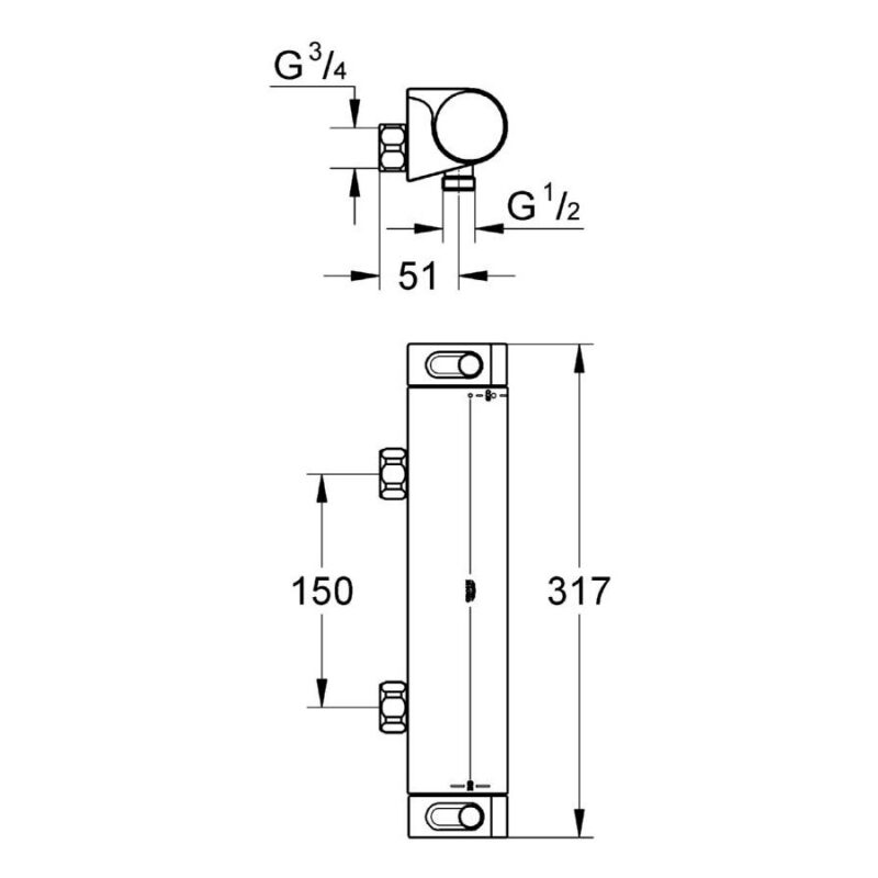 Grohe Grohtherm 2000 Thermostatic Shower Mixer 1/2" 34170
