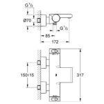 Grohe Grohtherm 2000 Wall Bath/Shower Mixer 1/2" 34466