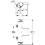 Grohe Grohtherm 2000 Wall Bath/Shower Mixer 34484