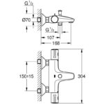 Grohe Grohtherm 800 Thermostatic Wall Bath/Shower Mixer 34567