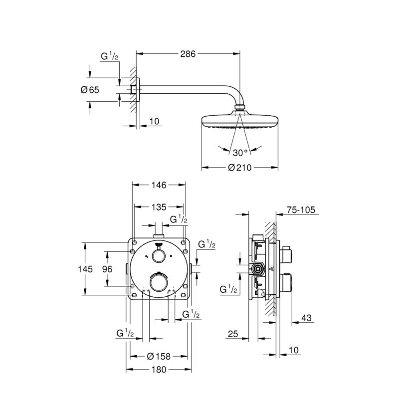 Grohe Grohtherm Tempesta 210 Perfect Shower Set 34726