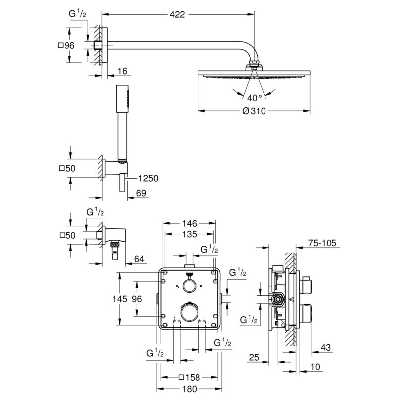 Grohe Grohtherm Square Perfect Shower Set 34730