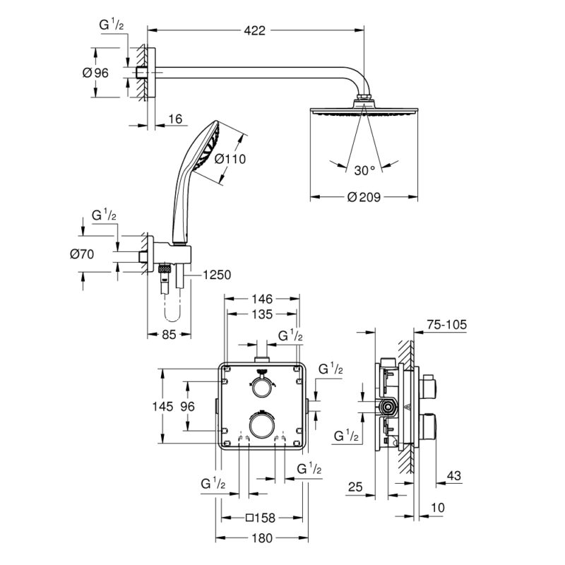 Grohe Grohtherm Square Perfect Shower Set 34734
