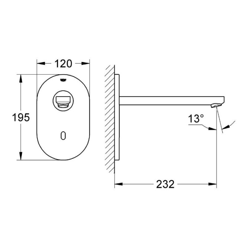 Grohe Eurosmart Cosmopolitan E Infra-Red Wall Tap 36334 Steel