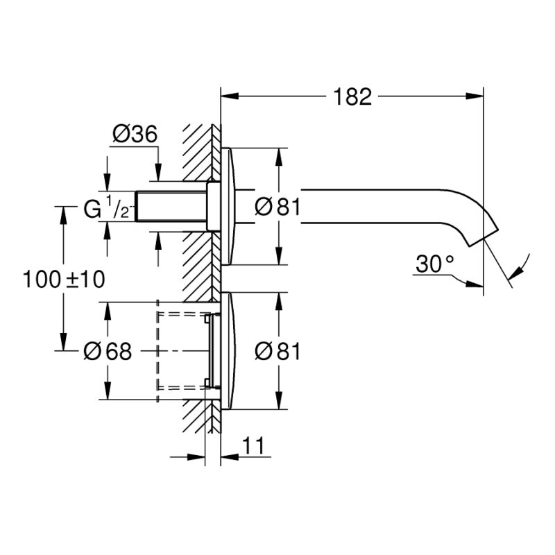 Grohe Essence E Infra-Red Electronic Wall Basin Tap 36447 Chrome