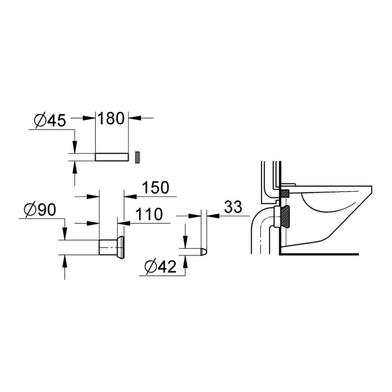 Grohe WC Inlet & Outlet Connecting Set 37311 Black