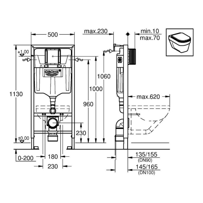 Grohe Rapid SL WC 1.13m 38536