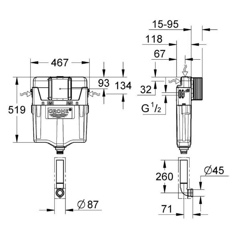 Grohe WC Concealed Cistern 38661