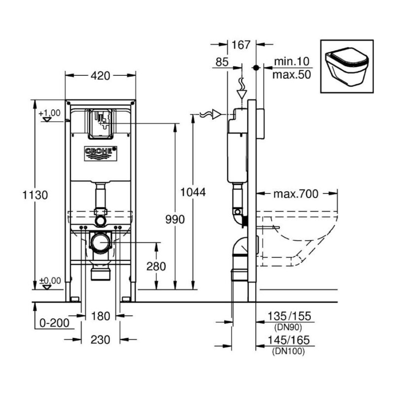 Grohe Rapid SL WC 1.13m 38675